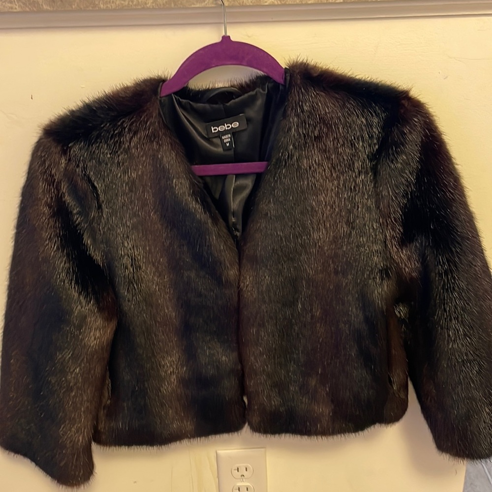 Bebe Faux fur cropped jacket